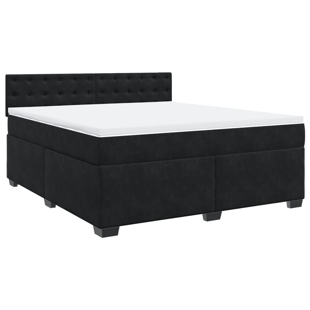 Pat box spring cu saltea, negru, 180x200 cm, catifea GartenMobel Dekor