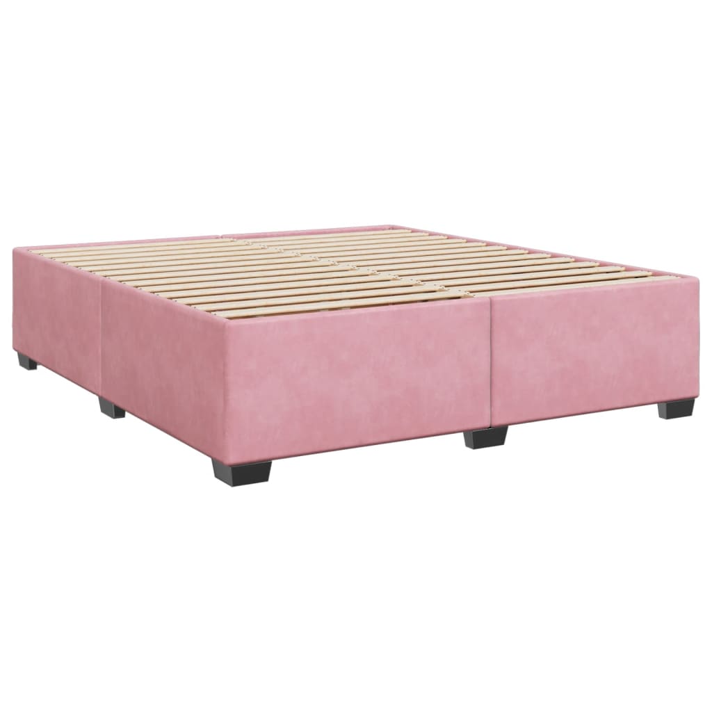 Pat box spring cu saltea, roz, 180x200 cm, catifea GartenMobel Dekor