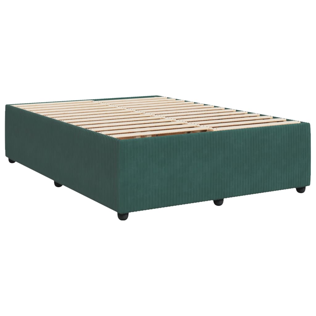 Pat box spring cu saltea, verde închis, 140x200 cm, catifea GartenMobel Dekor