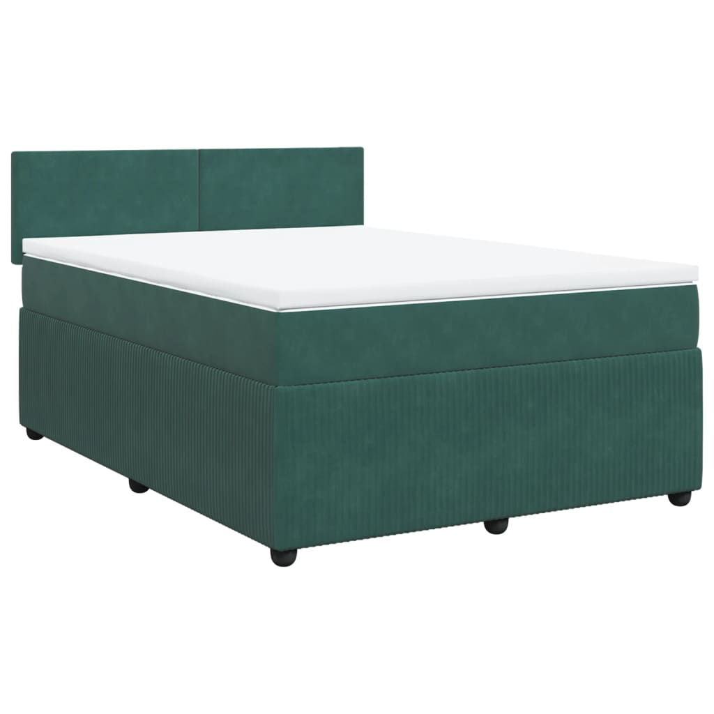 Pat box spring cu saltea, verde închis, 140x200 cm, catifea GartenMobel Dekor