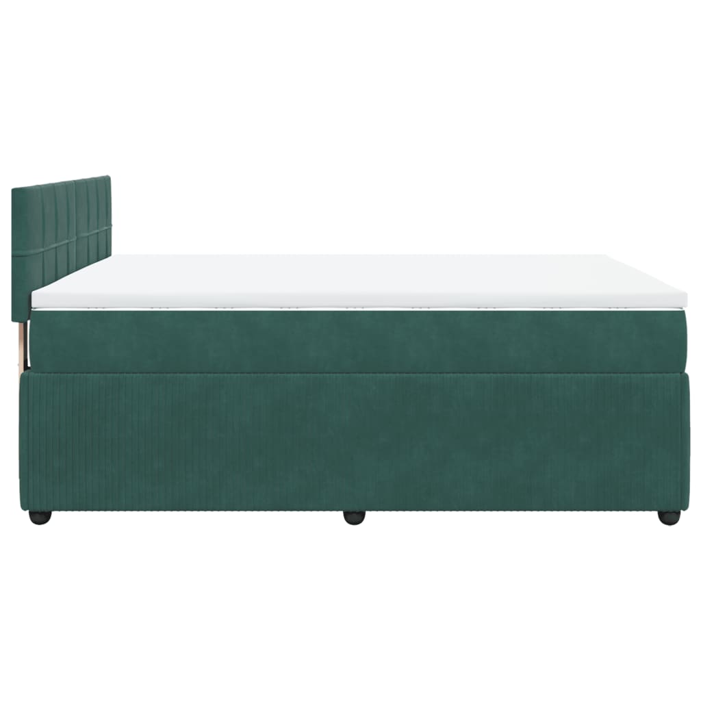Pat box spring cu saltea, verde închis, 140x200 cm, catifea GartenMobel Dekor