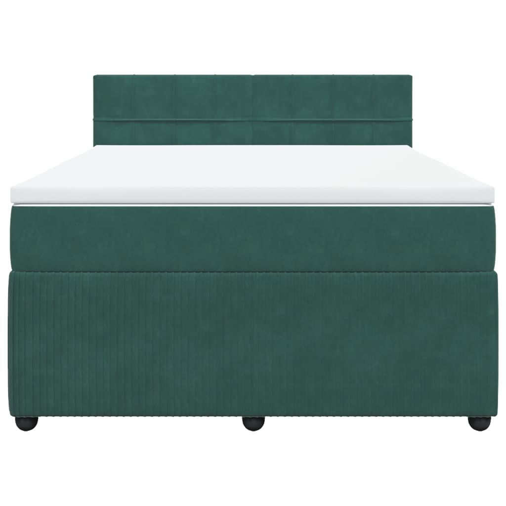 Pat box spring cu saltea, verde închis, 140x200 cm, catifea GartenMobel Dekor