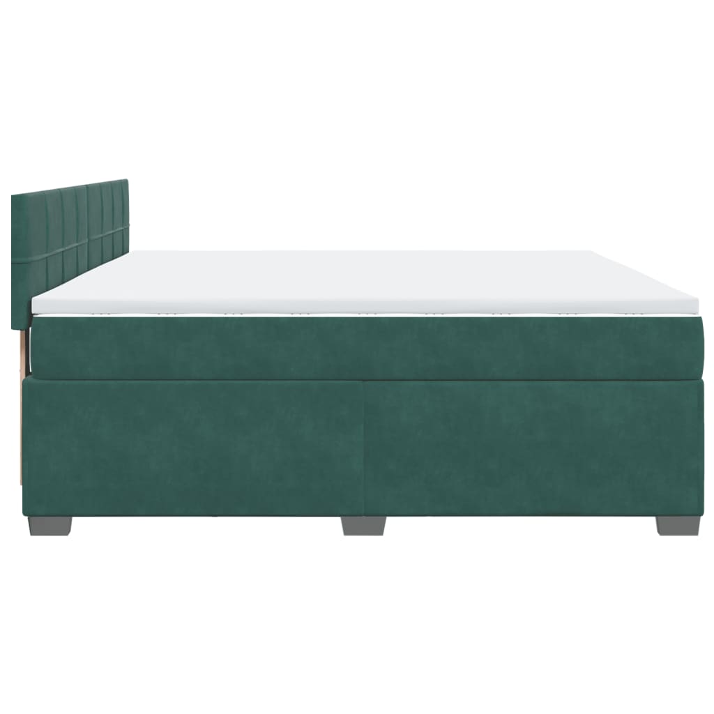 Pat box spring cu saltea, verde închis, 180x200 cm, catifea GartenMobel Dekor