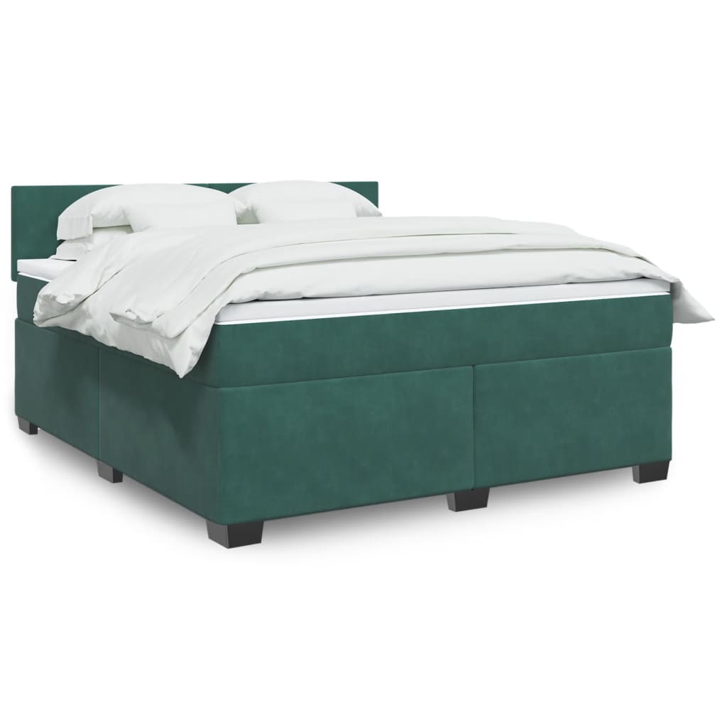 Pat box spring cu saltea, verde închis, 180x200 cm, catifea GartenMobel Dekor