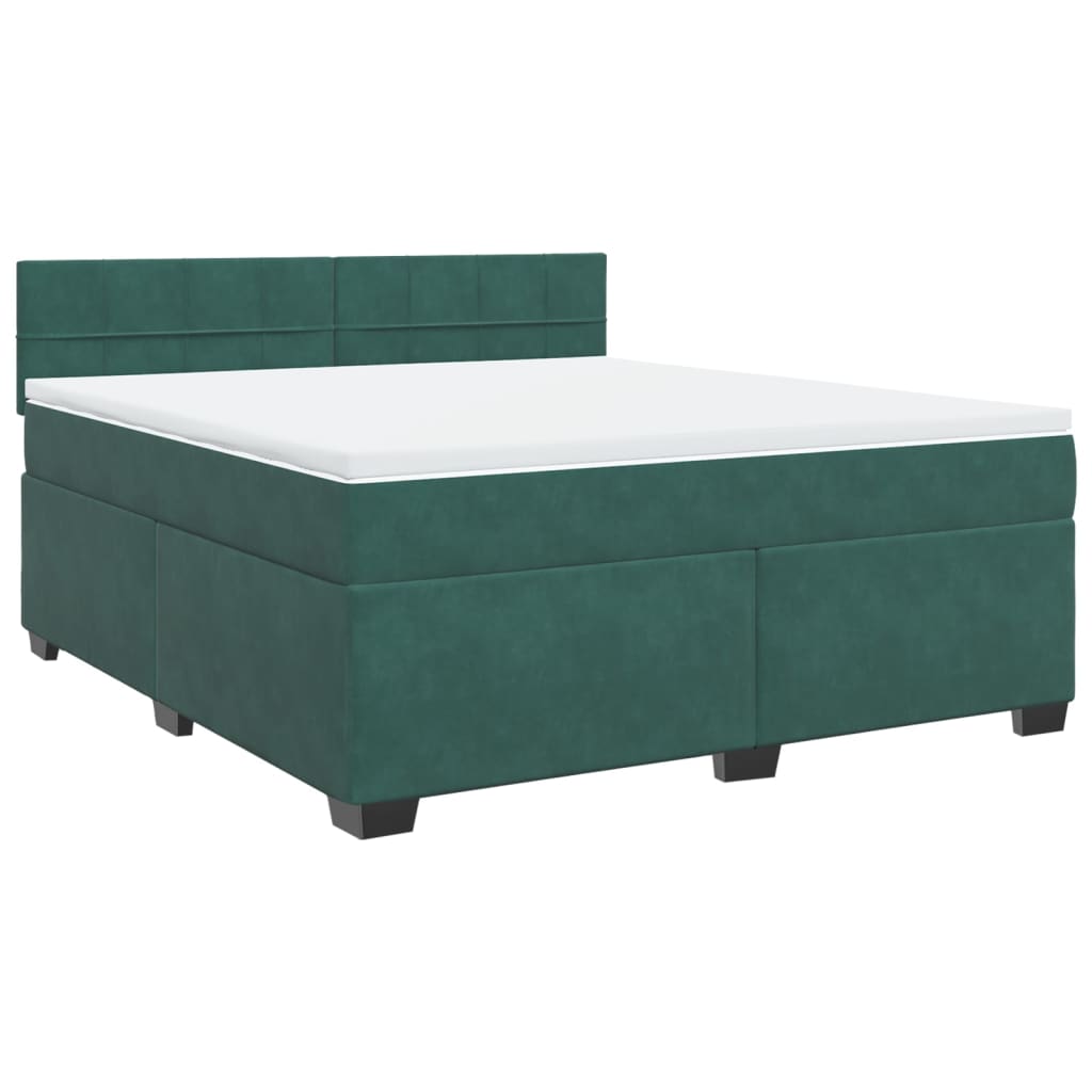 Pat box spring cu saltea, verde închis, 180x200 cm, catifea GartenMobel Dekor