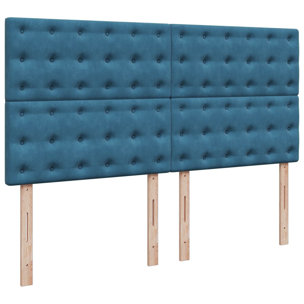 Pat box spring cu saltea, albastru, 180x200 cm, catifea GartenMobel Dekor
