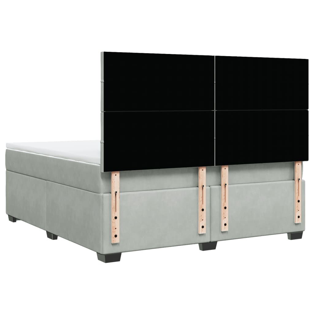 Pat box spring cu saltea, gri deschis, 180x200 cm, catifea GartenMobel Dekor