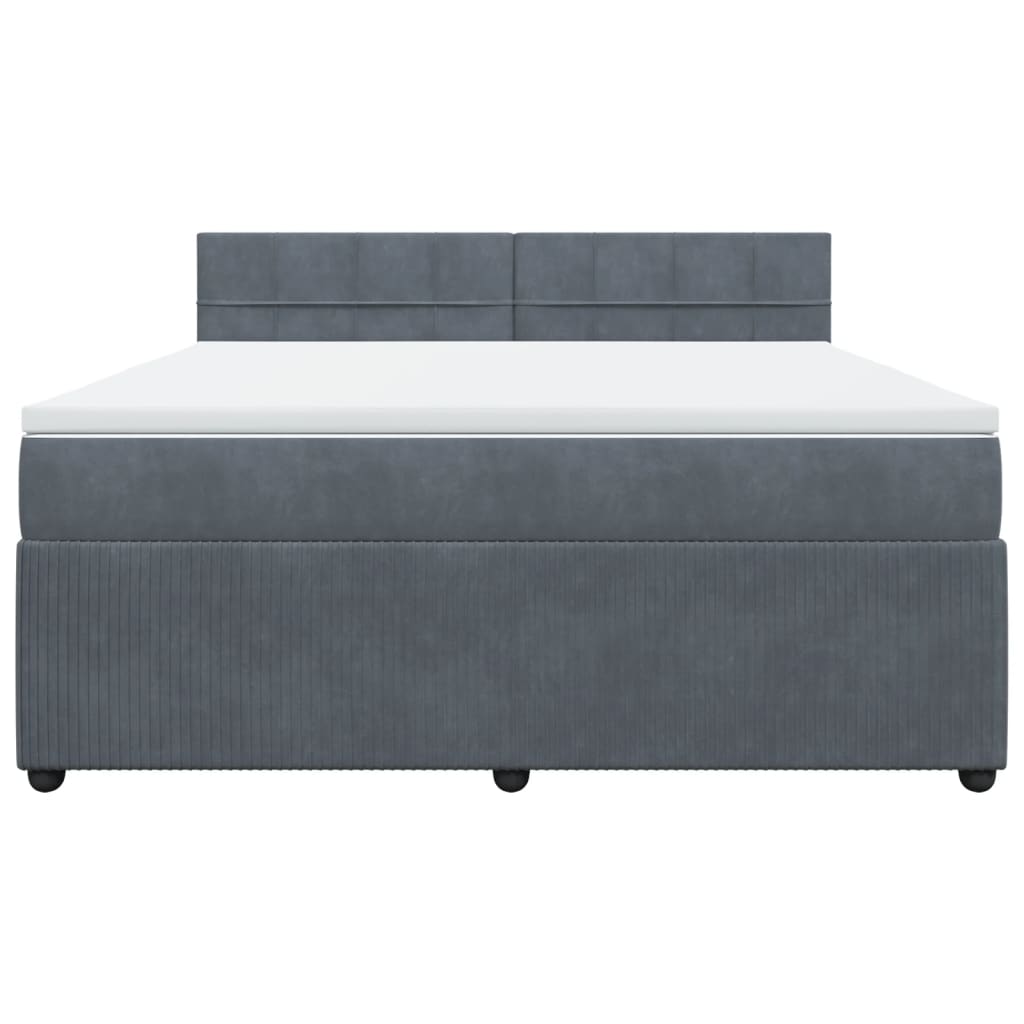 Pat box spring cu saltea, gri închis, 180x200 cm, catifea GartenMobel Dekor
