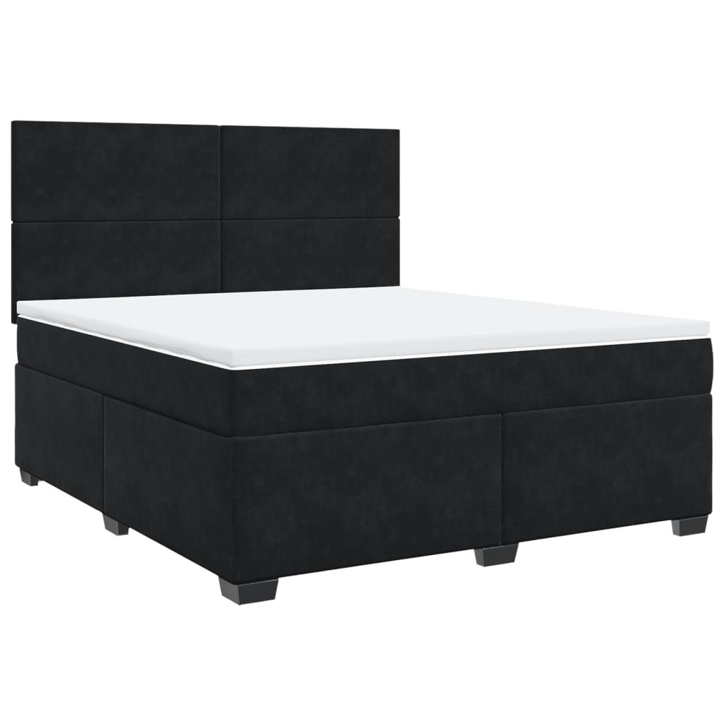 Pat box spring cu saltea, negru, 180x200 cm, catifea GartenMobel Dekor