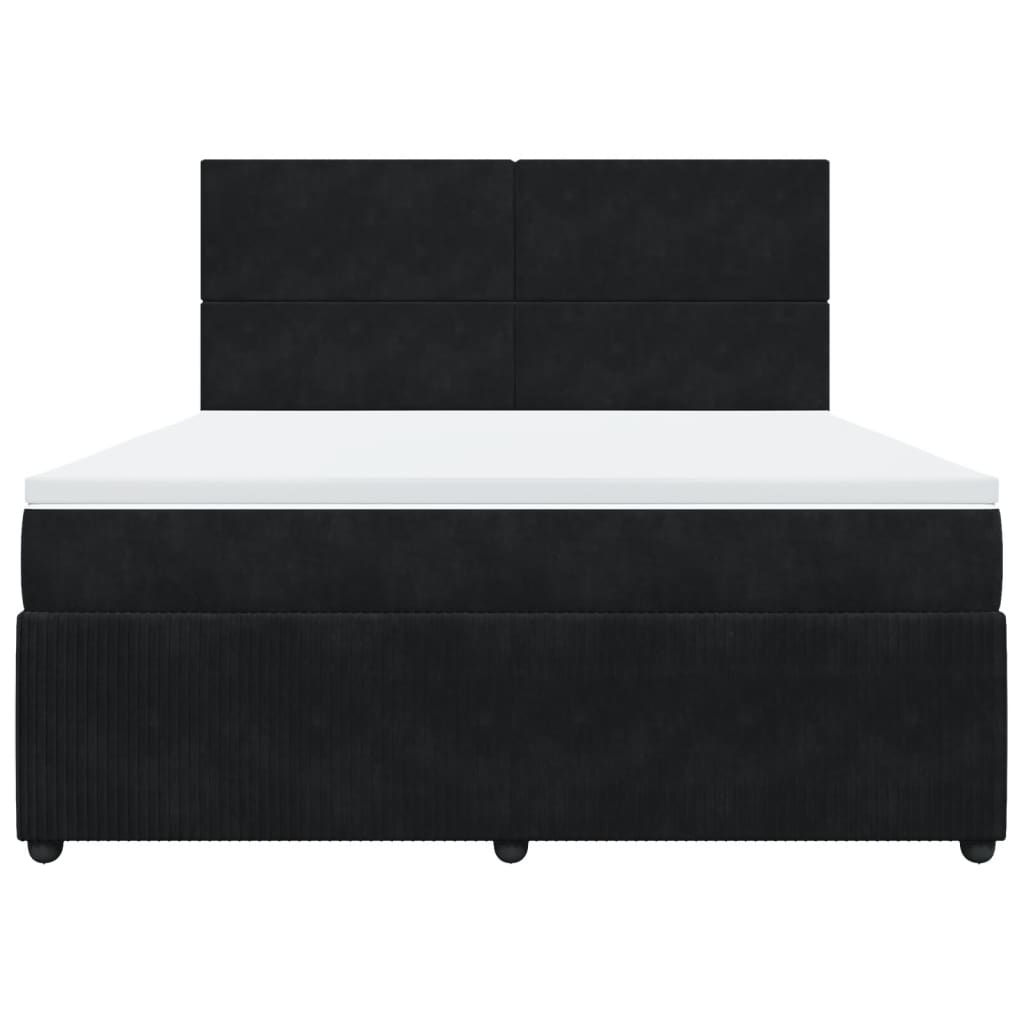 Pat box spring cu saltea, negru, 180x200 cm, catifea GartenMobel Dekor