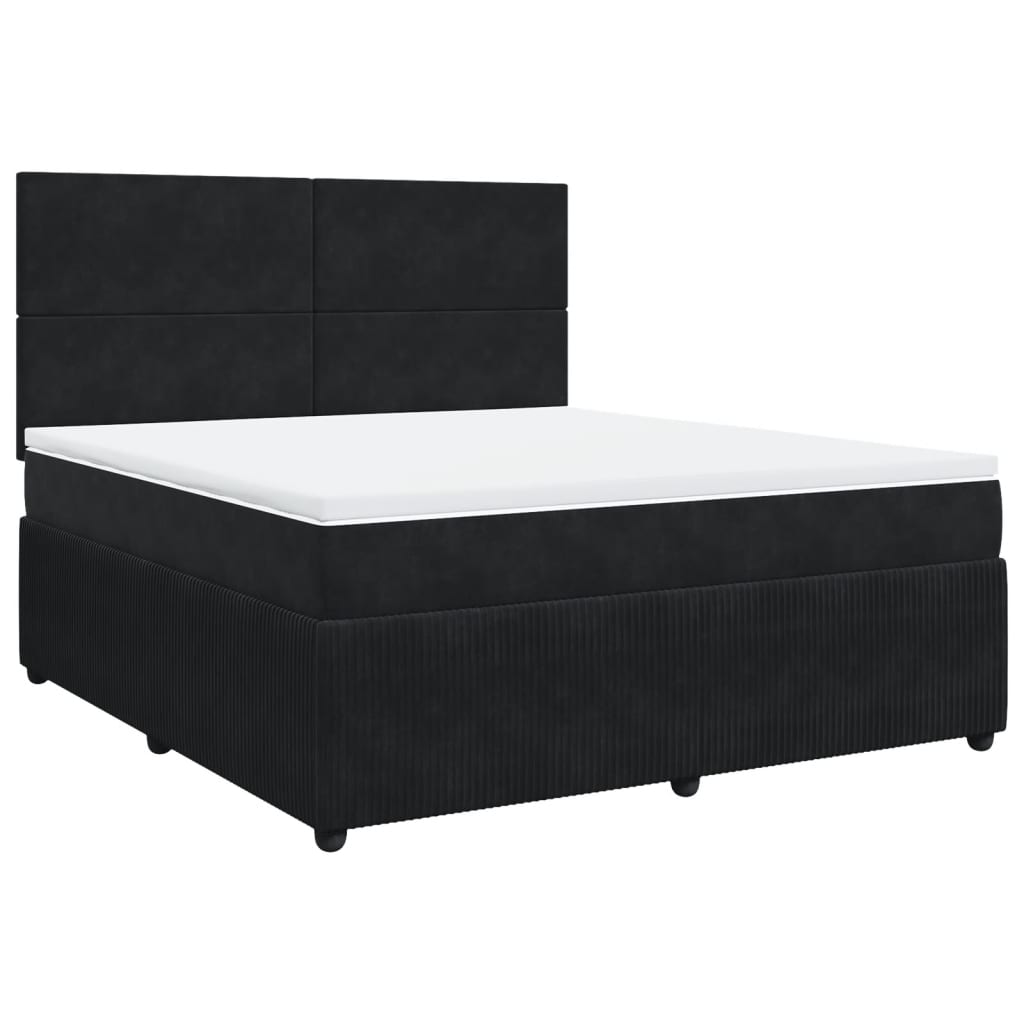 Pat box spring cu saltea, negru, 180x200 cm, catifea GartenMobel Dekor