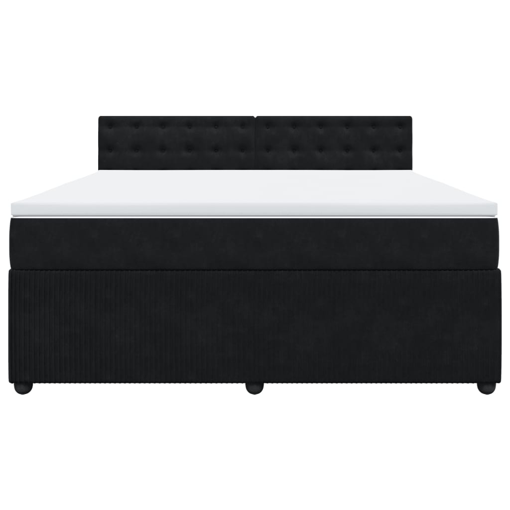 Pat box spring cu saltea, negru, 180x200 cm, catifea GartenMobel Dekor
