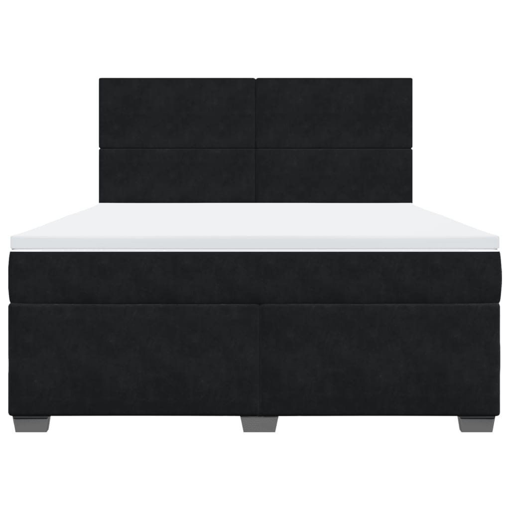 Pat box spring cu saltea, negru, 180x200 cm, catifea GartenMobel Dekor