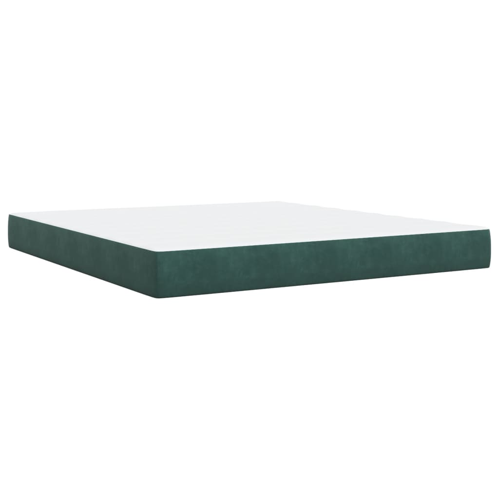 Pat box spring cu saltea, verde închis, 180x200 cm, catifea GartenMobel Dekor