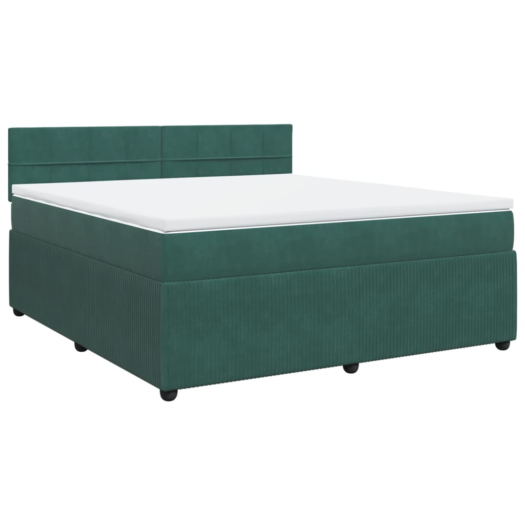 Pat box spring cu saltea, verde închis, 180x200 cm, catifea GartenMobel Dekor