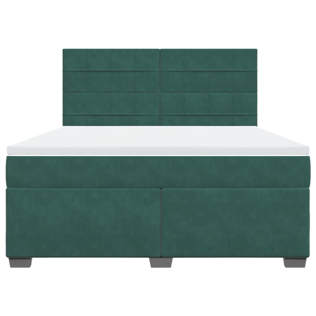 Pat box spring cu saltea, verde închis, 180x200 cm, catifea GartenMobel Dekor