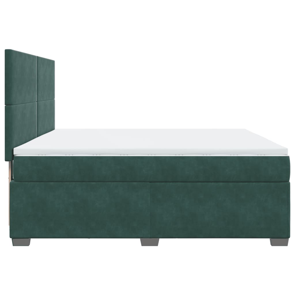 Pat box spring cu saltea, verde închis, 180x200 cm, catifea GartenMobel Dekor