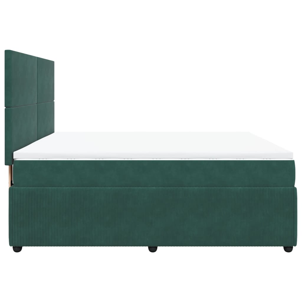 Pat box spring cu saltea, verde închis, 180x200 cm, catifea GartenMobel Dekor