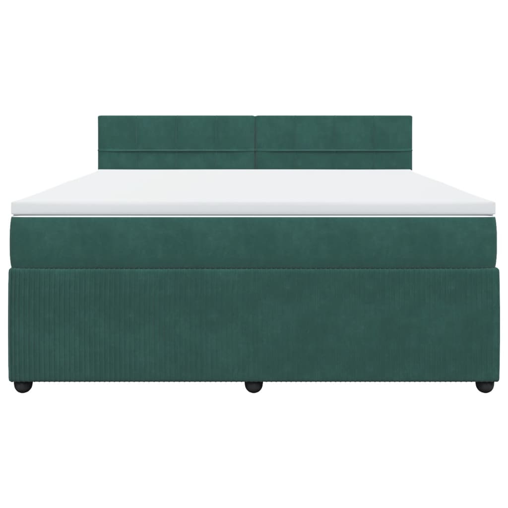 Pat box spring cu saltea, verde închis, 180x200 cm, catifea GartenMobel Dekor