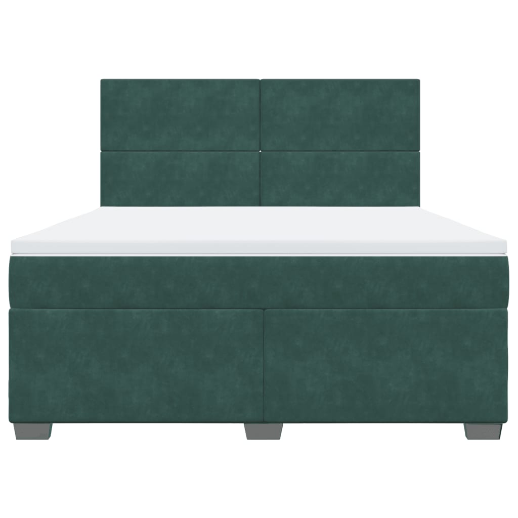 Pat box spring cu saltea, verde închis, 180x200 cm, catifea GartenMobel Dekor