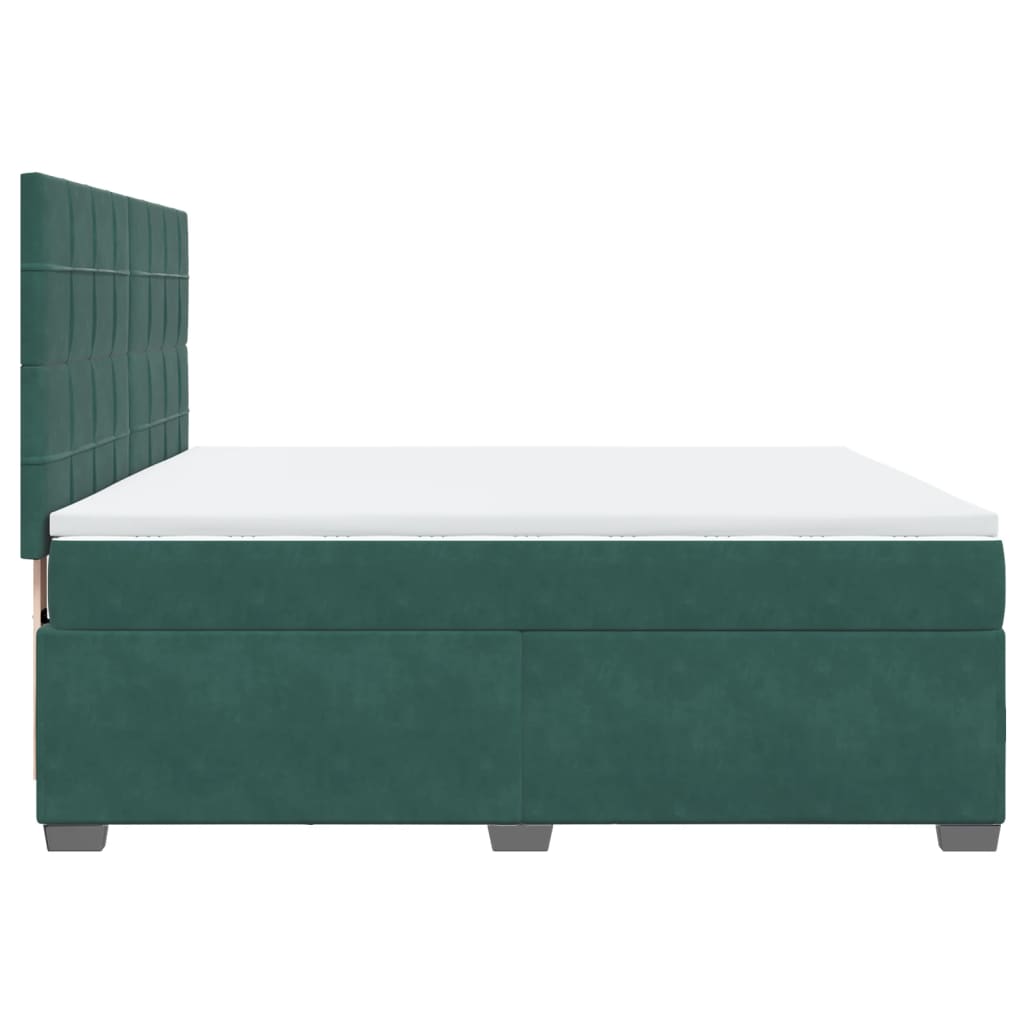 Pat box spring cu saltea, verde închis, 180x200 cm, catifea GartenMobel Dekor