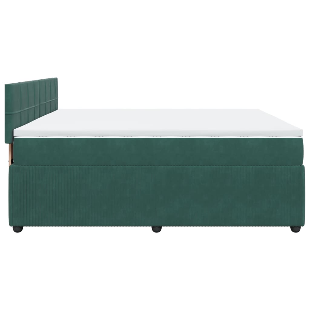 Pat box spring cu saltea, verde închis, 180x200 cm, catifea GartenMobel Dekor