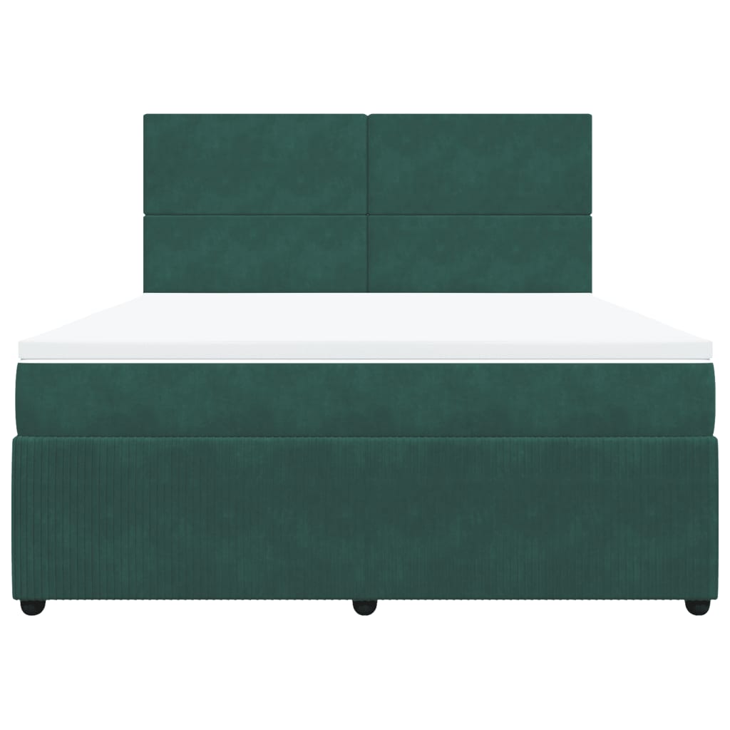 Pat box spring cu saltea, verde închis, 180x200 cm, catifea GartenMobel Dekor