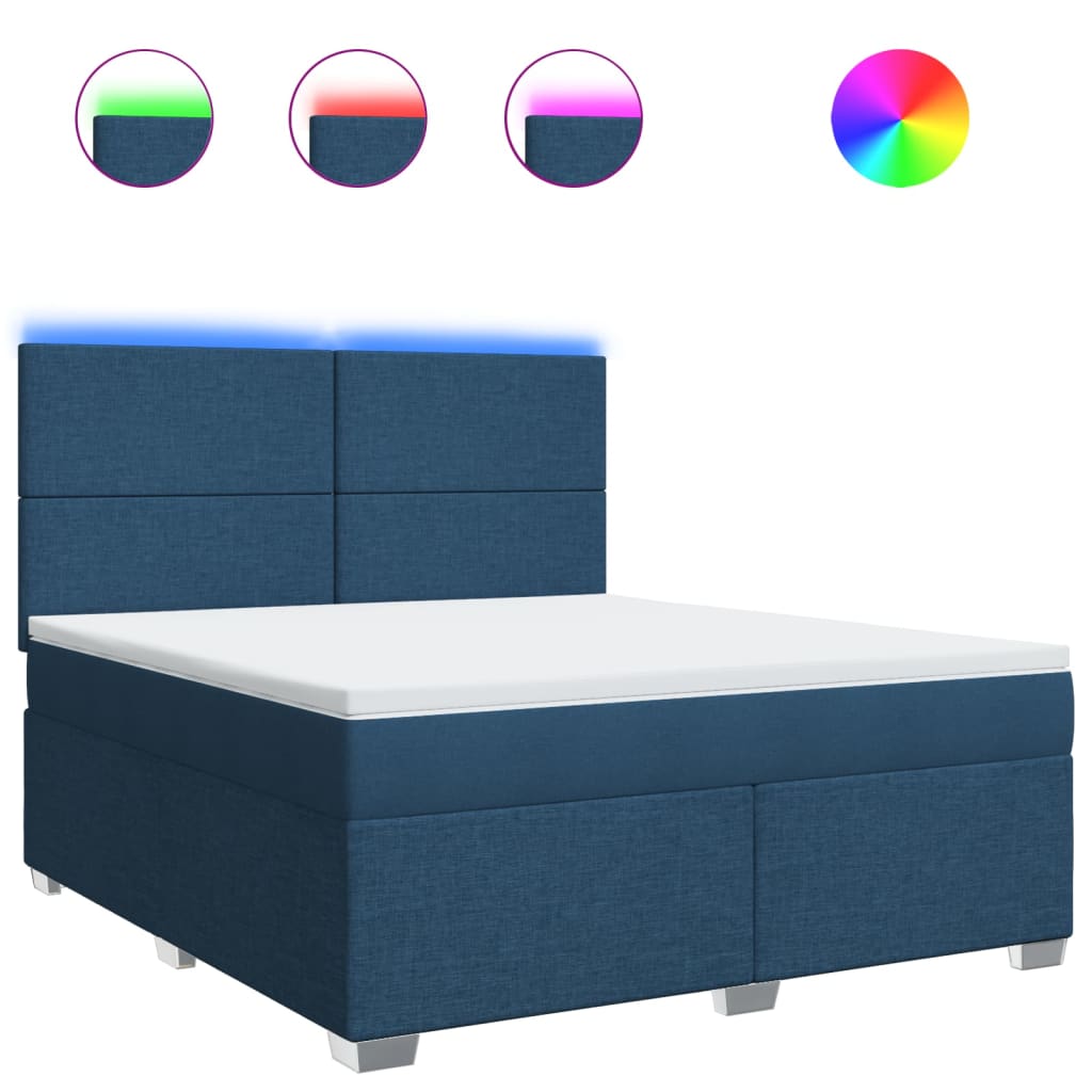 Pat box spring cu saltea, albastru, 180x200 cm, material textil GartenMobel Dekor