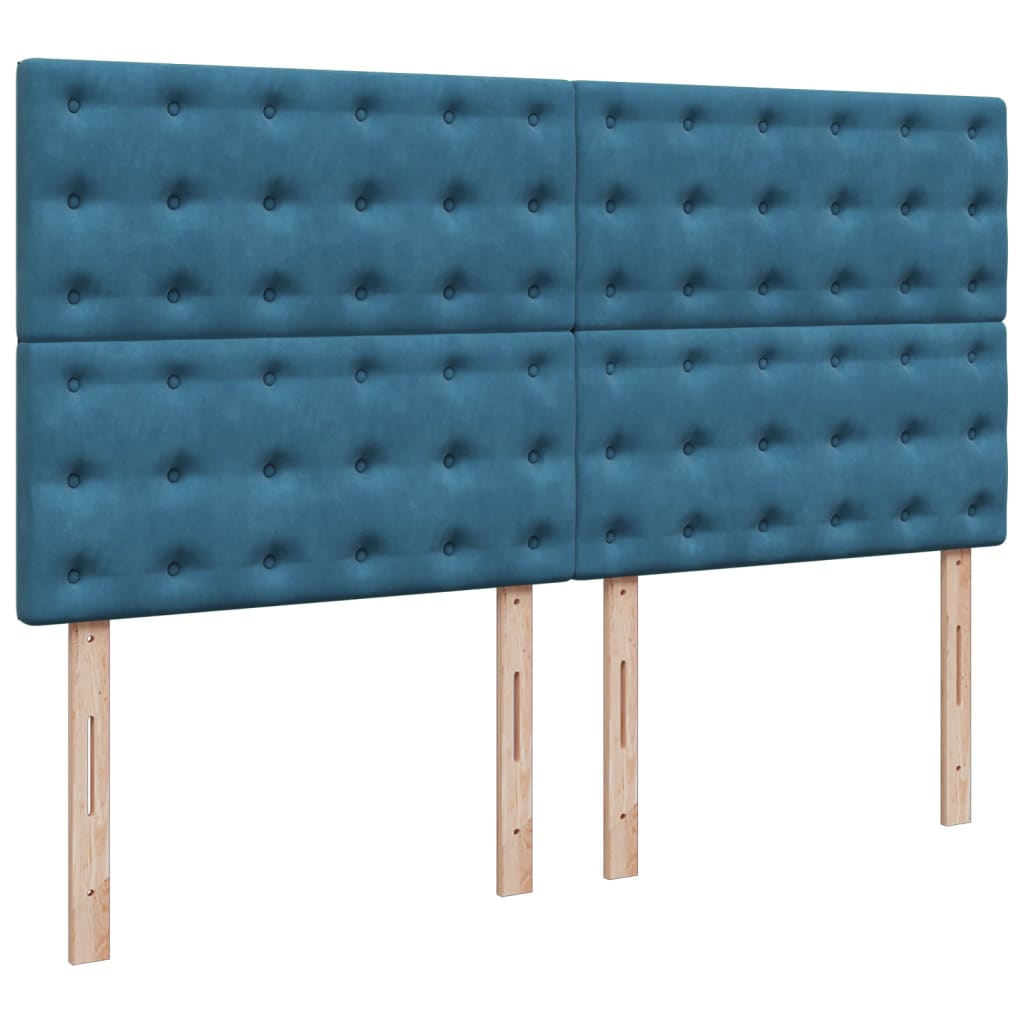 Pat box spring cu saltea, albastru închis, 180x200 cm, catifea GartenMobel Dekor