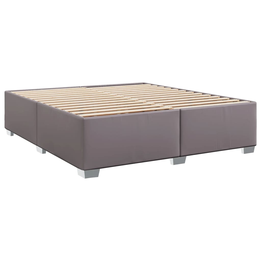 Pat box spring cu saltea, gri, 180x200 cm, piele ecologică GartenMobel Dekor