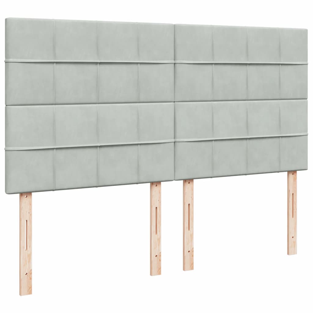 Pat box spring cu saltea, gri deschis, 180x200 cm, catifea GartenMobel Dekor