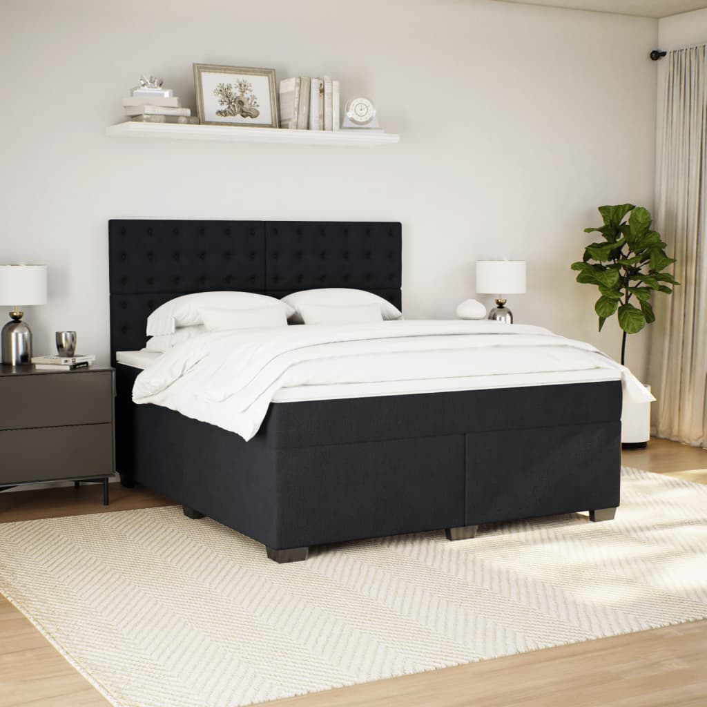 Pat box spring cu saltea, negru, 180x200 cm, catifea GartenMobel Dekor