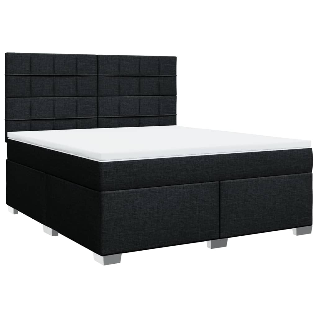 Pat box spring cu saltea, negru, 180x200 cm, catifea GartenMobel Dekor