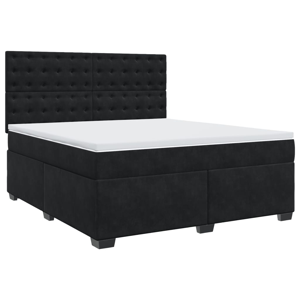 Pat box spring cu saltea, negru, 180x200 cm, catifea GartenMobel Dekor