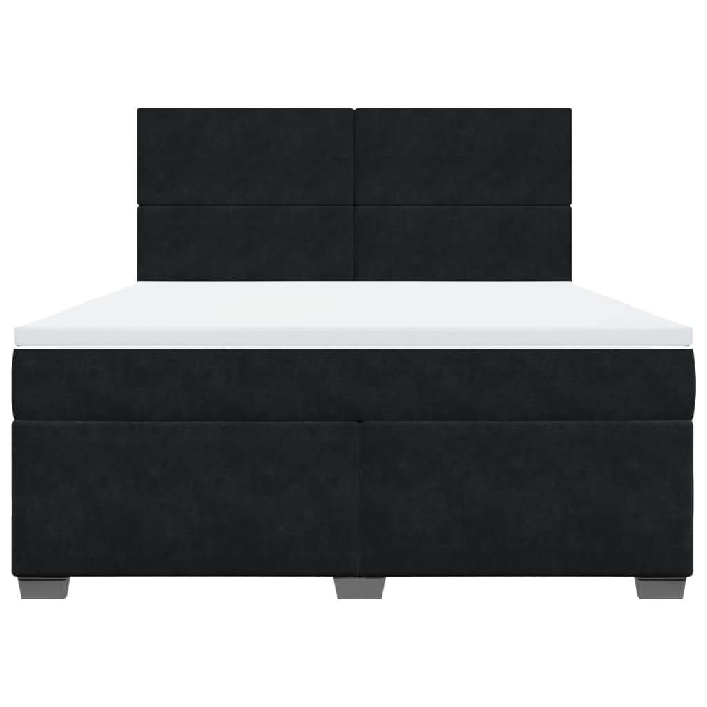 Pat box spring cu saltea, negru, 180x200 cm, catifea GartenMobel Dekor