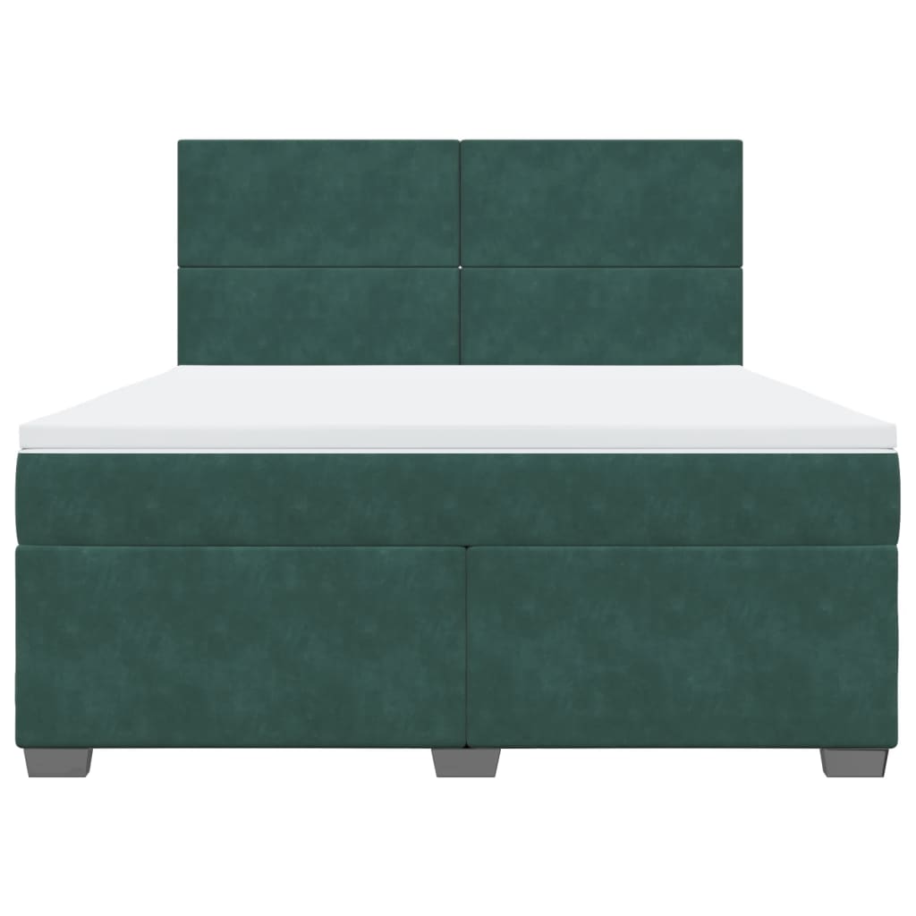 Pat box spring cu saltea, verde închis, 180x200 cm, catifea GartenMobel Dekor