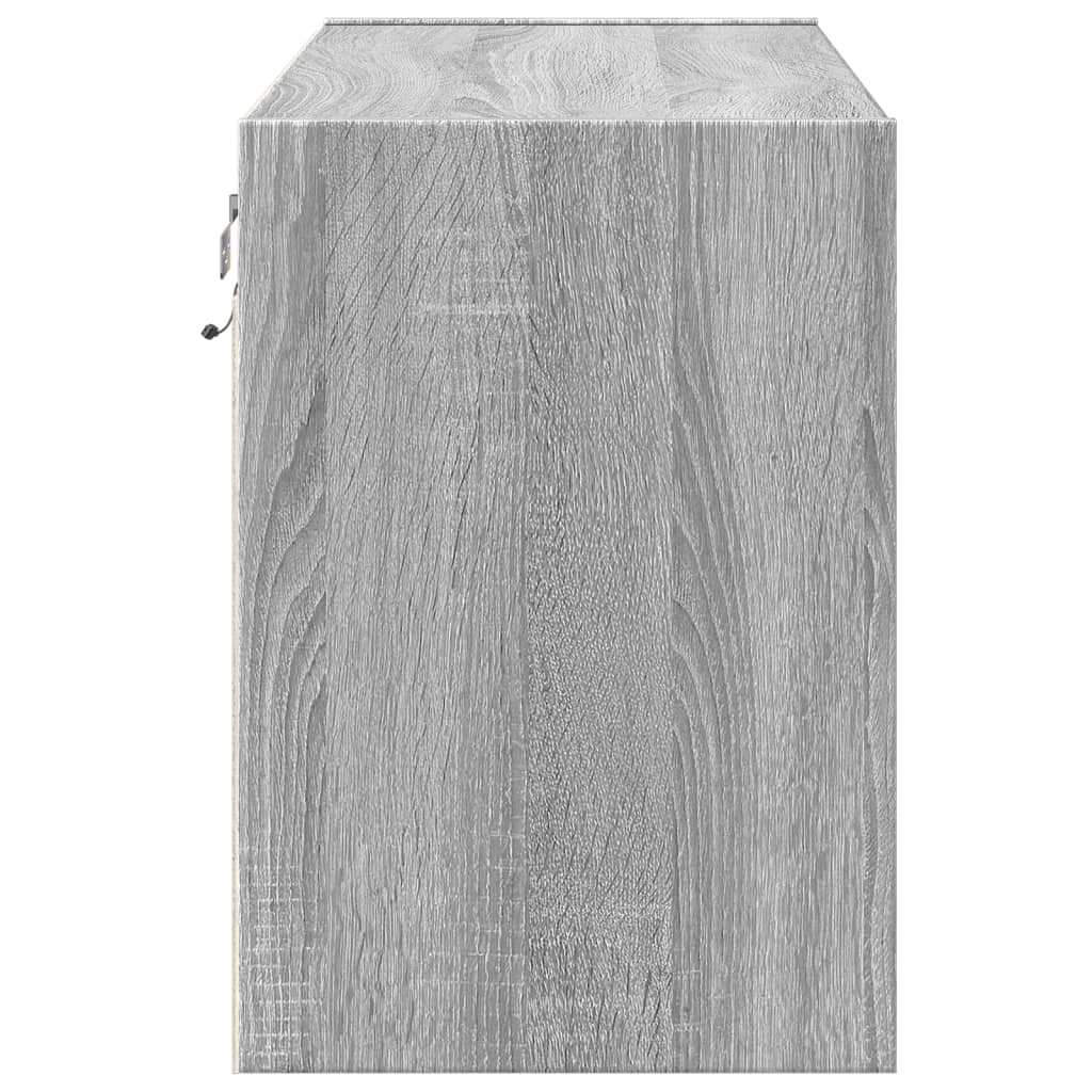 Comodă TV de perete cu lumini LED, gri sonoma, 80x31x45 cm GartenMobel Dekor