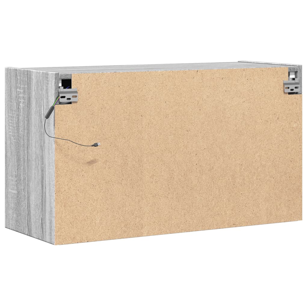 Comodă TV de perete cu lumini LED, gri sonoma, 80x31x45 cm GartenMobel Dekor