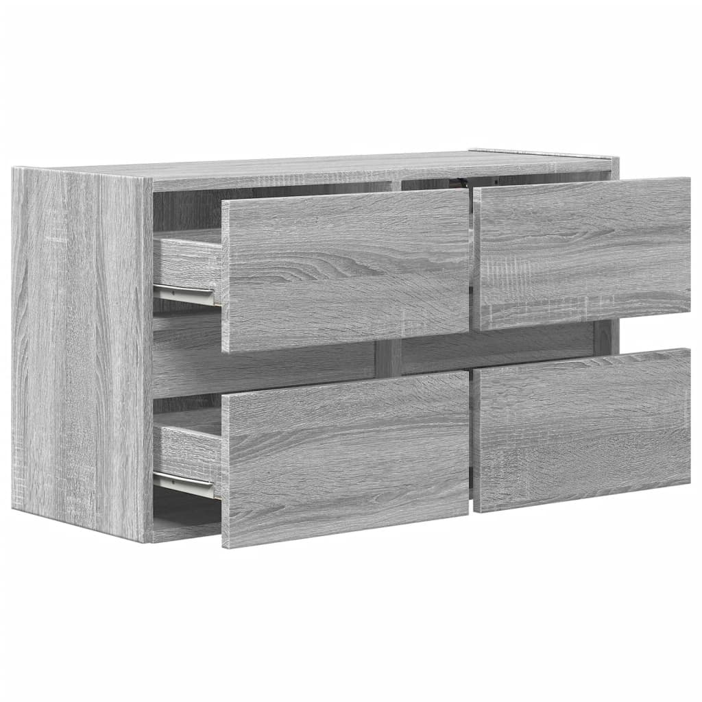 Comodă TV de perete cu lumini LED, gri sonoma, 80x31x45 cm GartenMobel Dekor