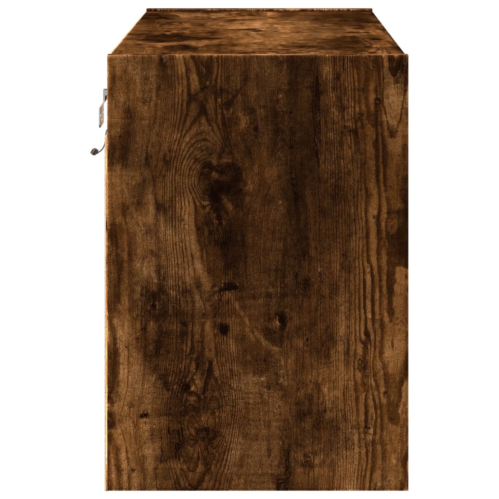 Comodă TV de perete cu lumini LED, stejar fumuriu, 80x31x45 cm GartenMobel Dekor