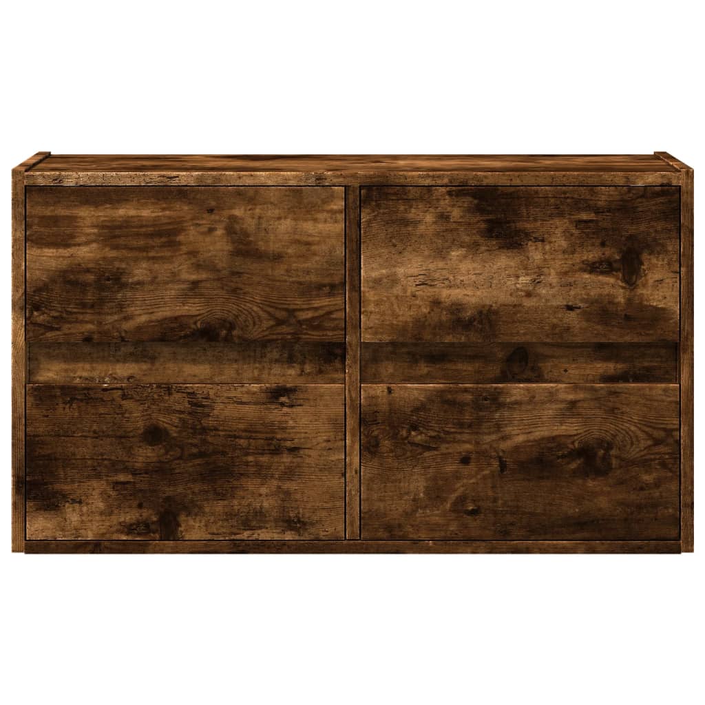 Comodă TV de perete cu lumini LED, stejar fumuriu, 80x31x45 cm GartenMobel Dekor