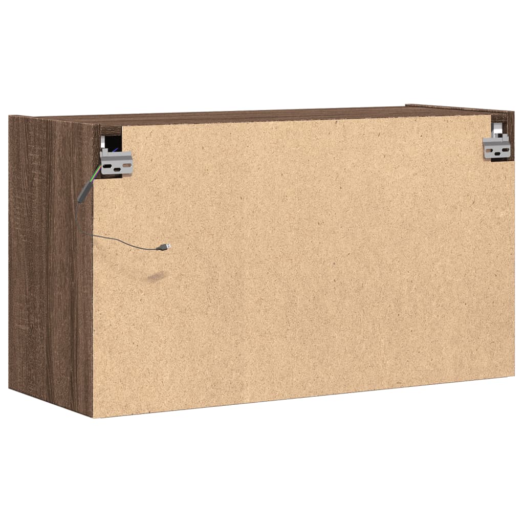 Comodă TV de perete cu lumini LED, stejar maro, 80x31x45 cm GartenMobel Dekor