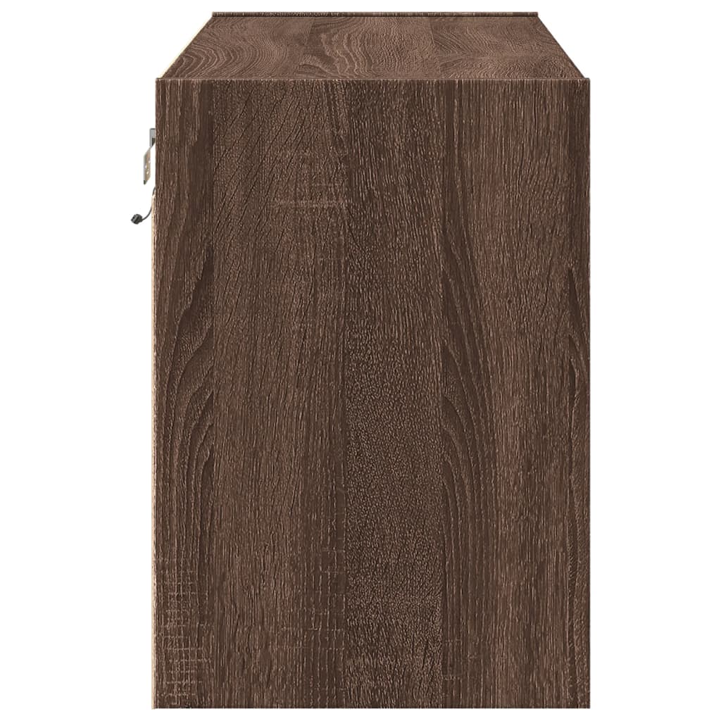 Comodă TV de perete cu lumini LED, stejar maro, 80x31x45 cm GartenMobel Dekor