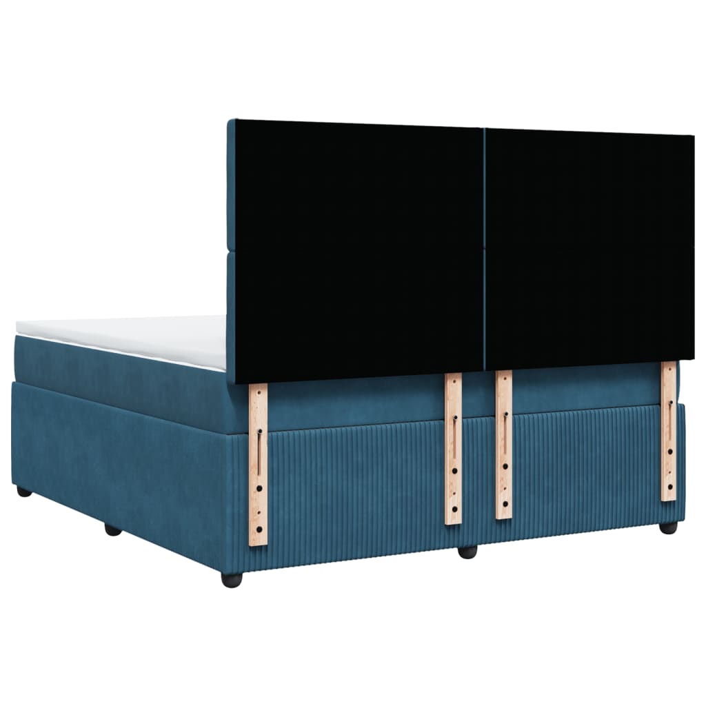 Pat box spring cu saltea, albastru, 180x200 cm, catifea GartenMobel Dekor