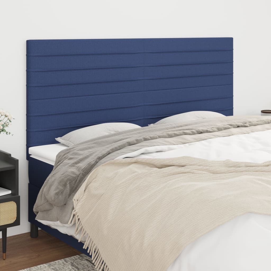 Tăblii de pat, 4 buc, albastru, 100x5x78/88 cm, textil GartenMobel Dekor
