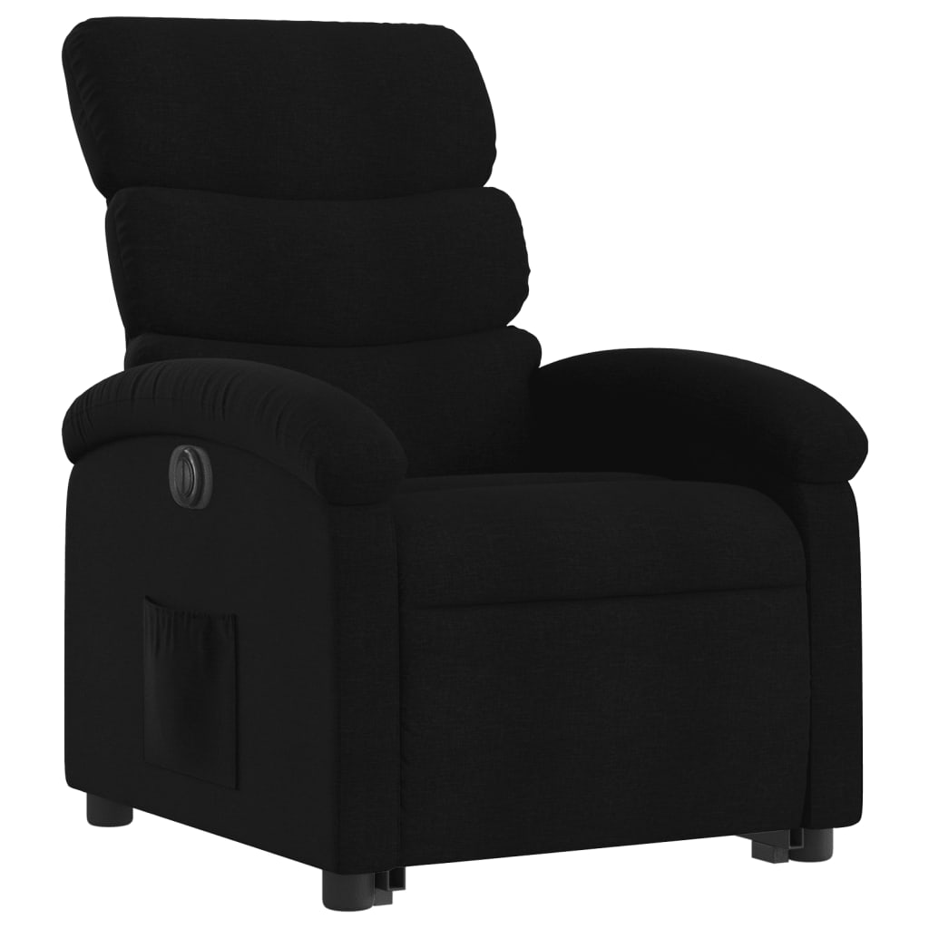 Fotoliu electric rabatabil cu ridicare, negru, textil GartenMobel Dekor