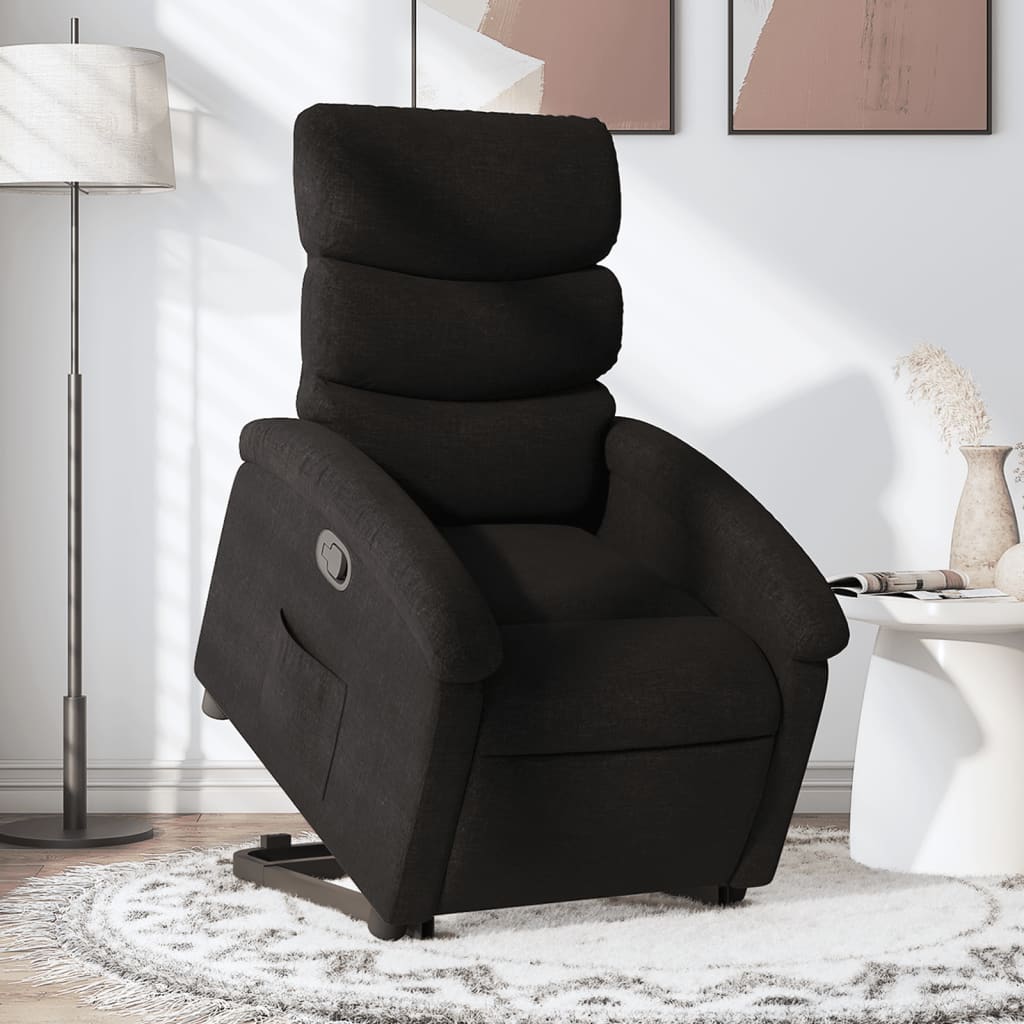 Fotoliu rabatabil cu ridicare pe verticală, negru, textil GartenMobel Dekor