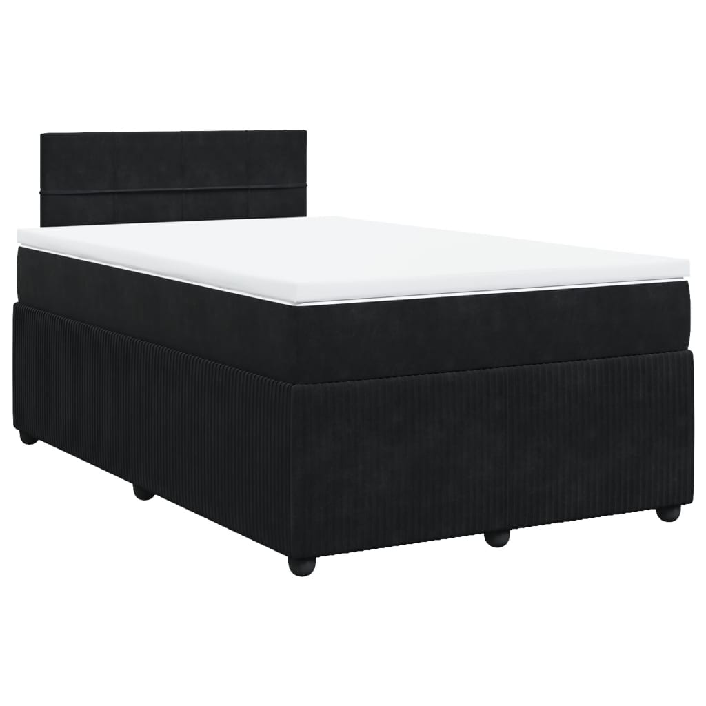 Pat box spring cu saltea, negru, 120x190 cm, catifea GartenMobel Dekor