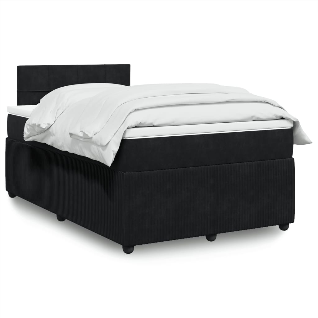 Pat box spring cu saltea, negru, 120x190 cm, catifea GartenMobel Dekor