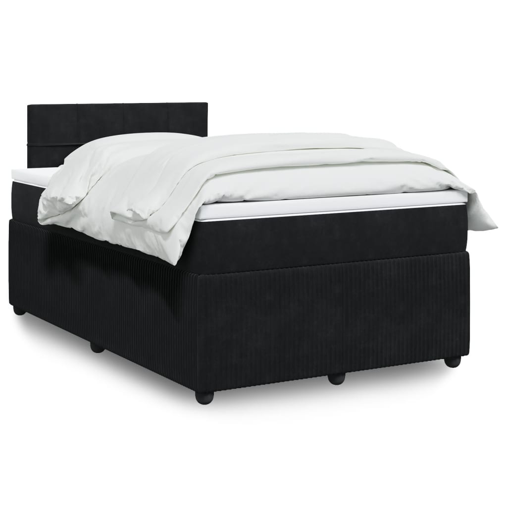 Pat box spring cu saltea, negru, 120x190 cm, catifea GartenMobel Dekor